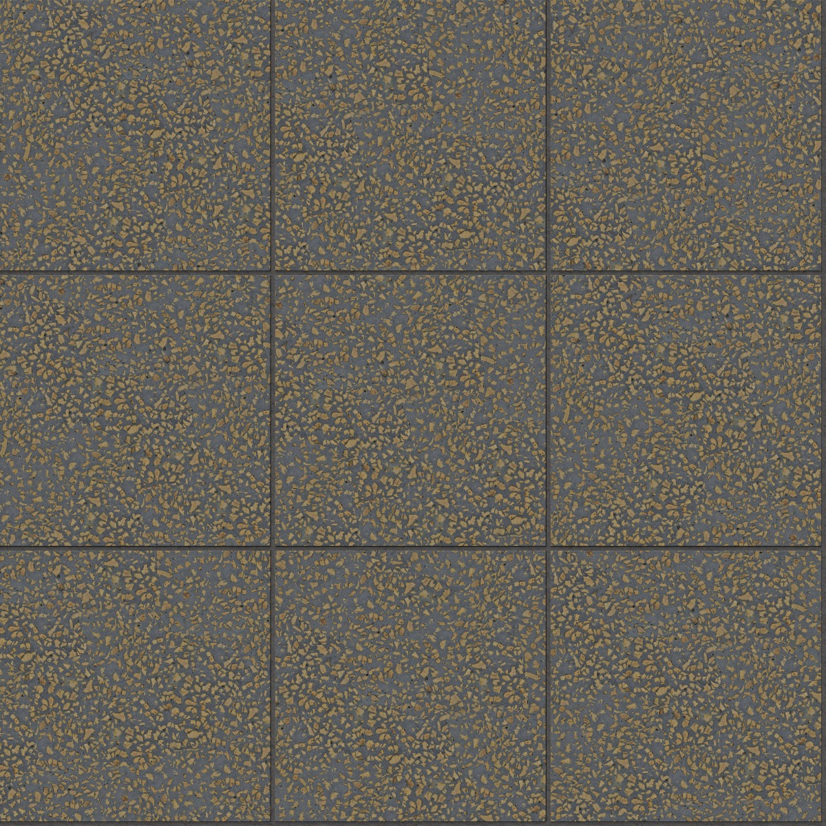 A seamless terrazzo texture with corcrete black units arranged in a Stack pattern