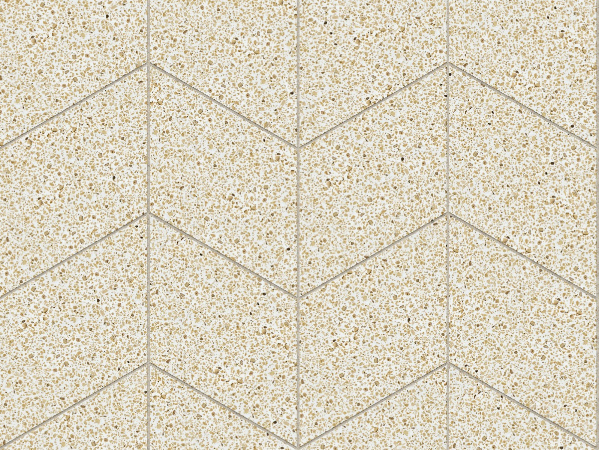 A seamless terrazzo texture with corcrete white units arranged in a Chevron pattern