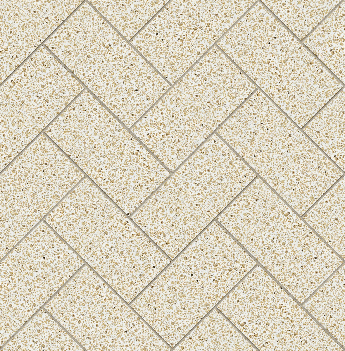 A seamless terrazzo texture with corcrete white units arranged in a Herringbone pattern