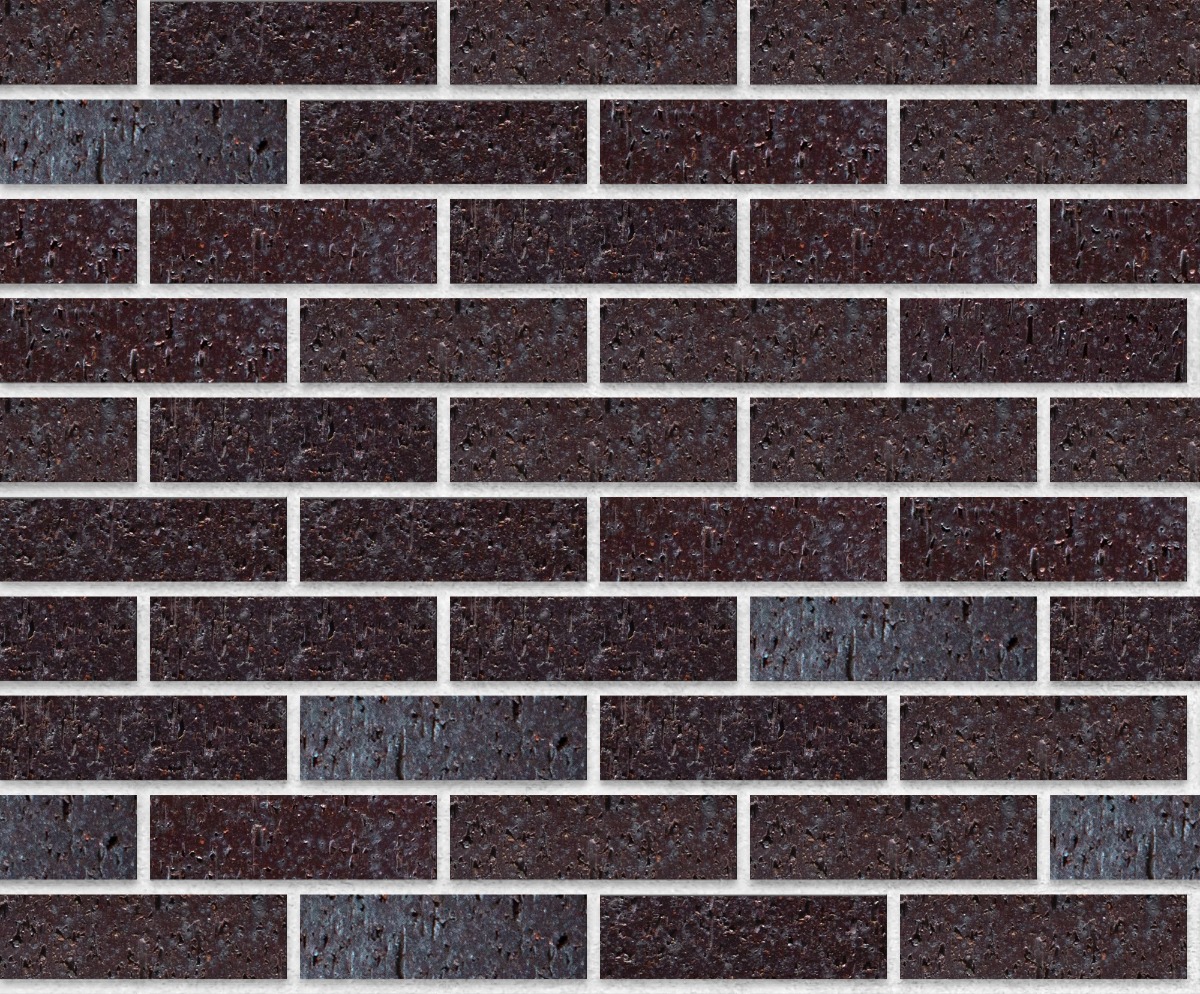 A seamless brick texture with dark ironspot velour face brick units arranged in a Stretcher pattern