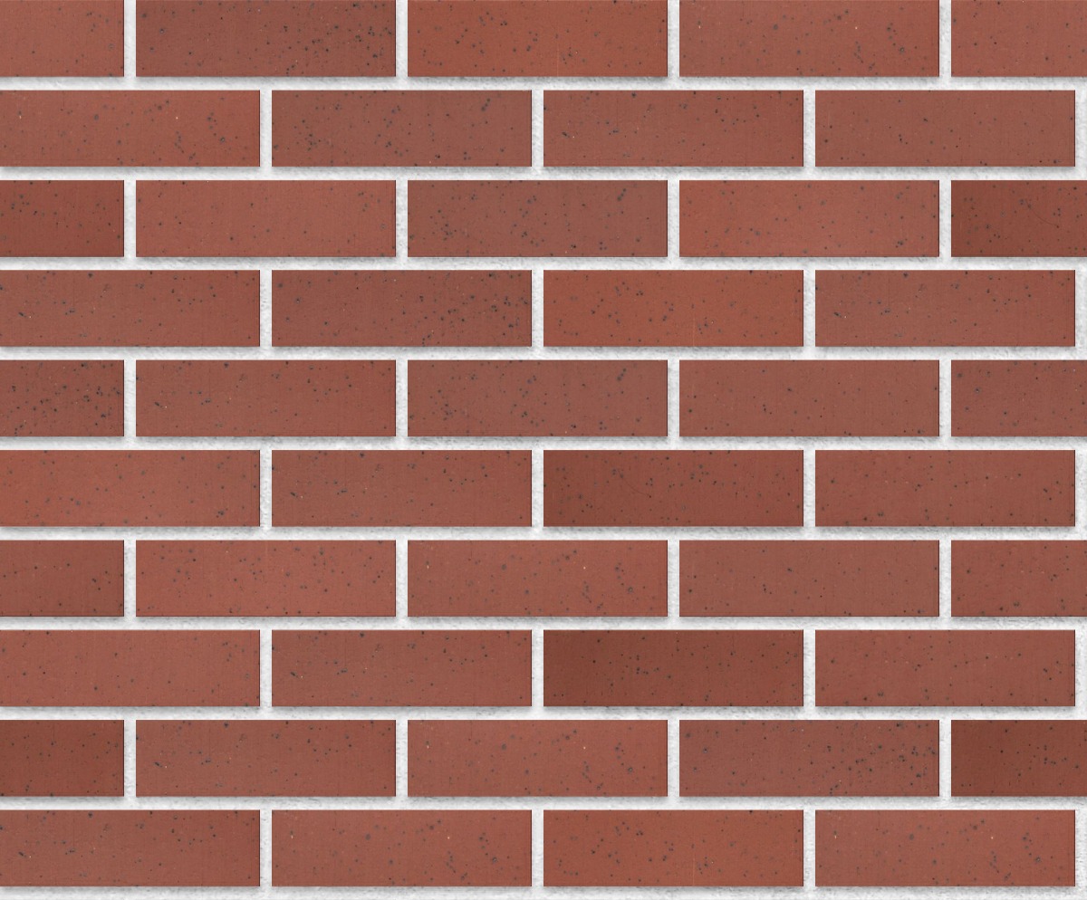 A seamless brick texture with red ironspot smooth brick units arranged in a Stretcher pattern