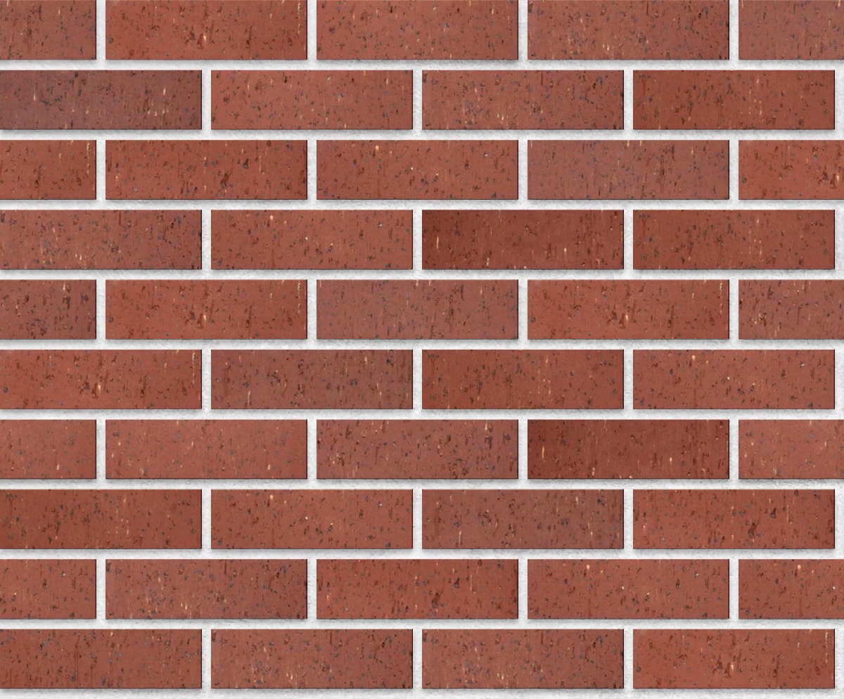 A seamless brick texture with red ironspot velour face brick units arranged in a Stretcher pattern