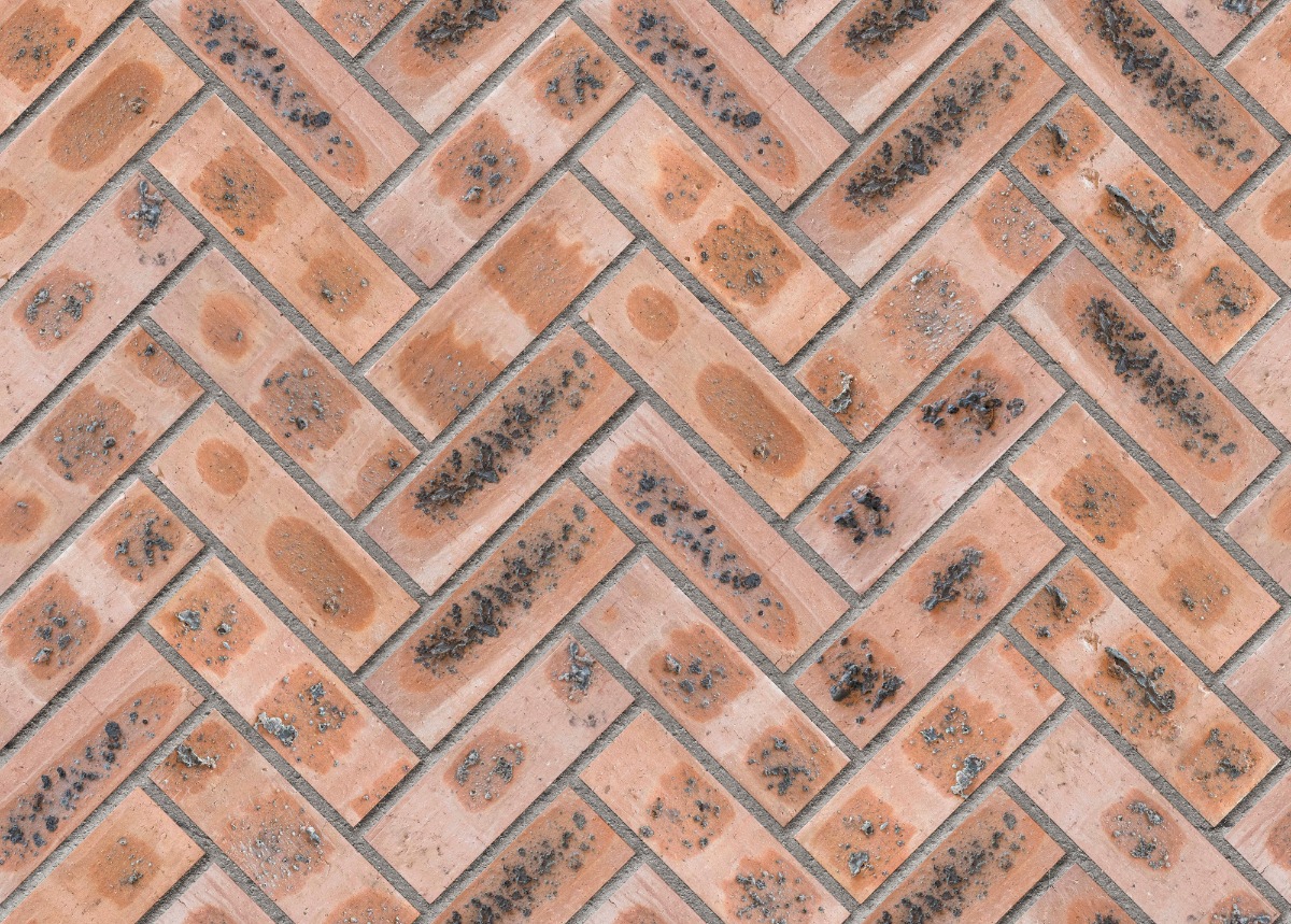 A seamless brick texture with bergendal satin blend fbs units arranged in a Herringbone pattern