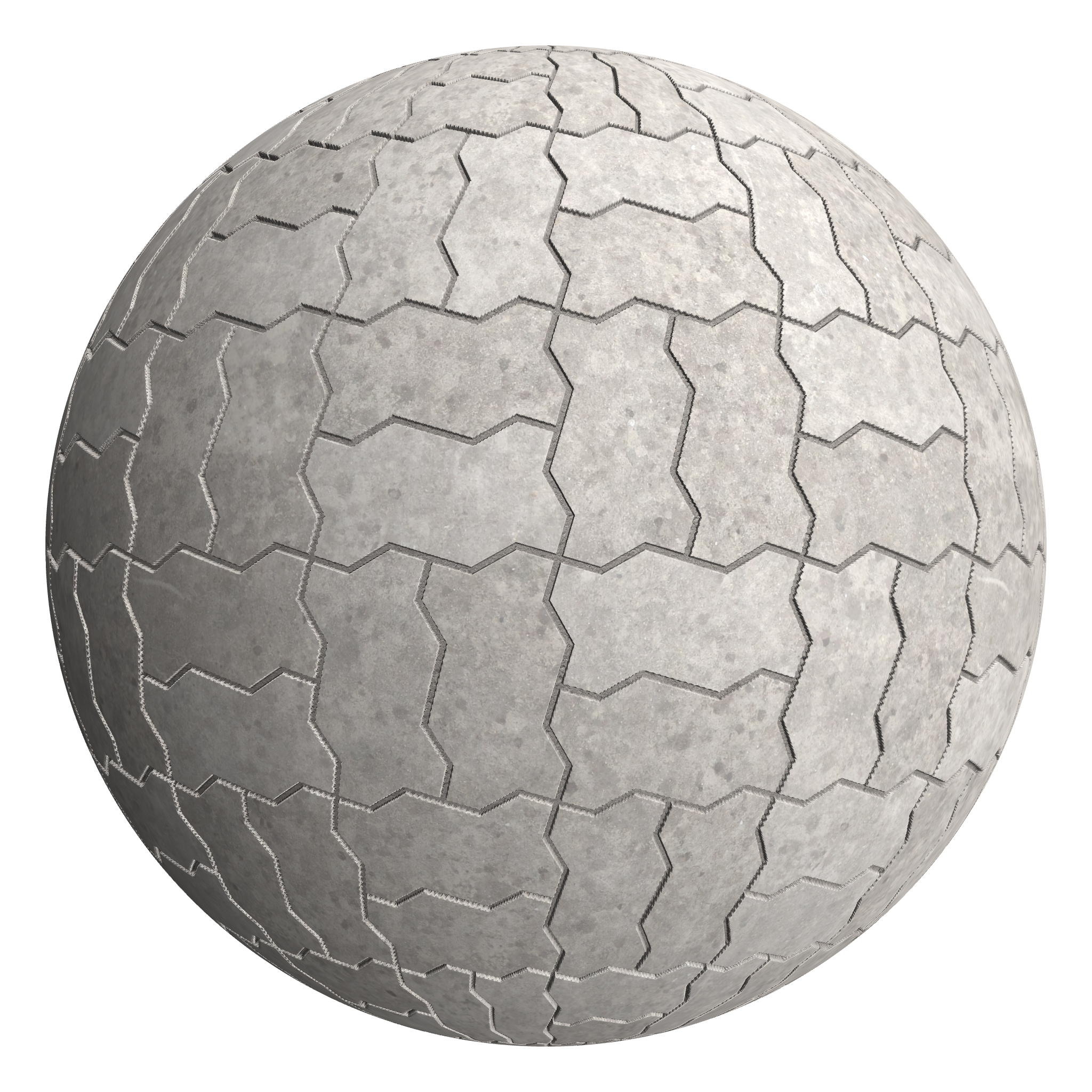 3D sphere preview of Concrete, Double Zig-Zag seamless texture