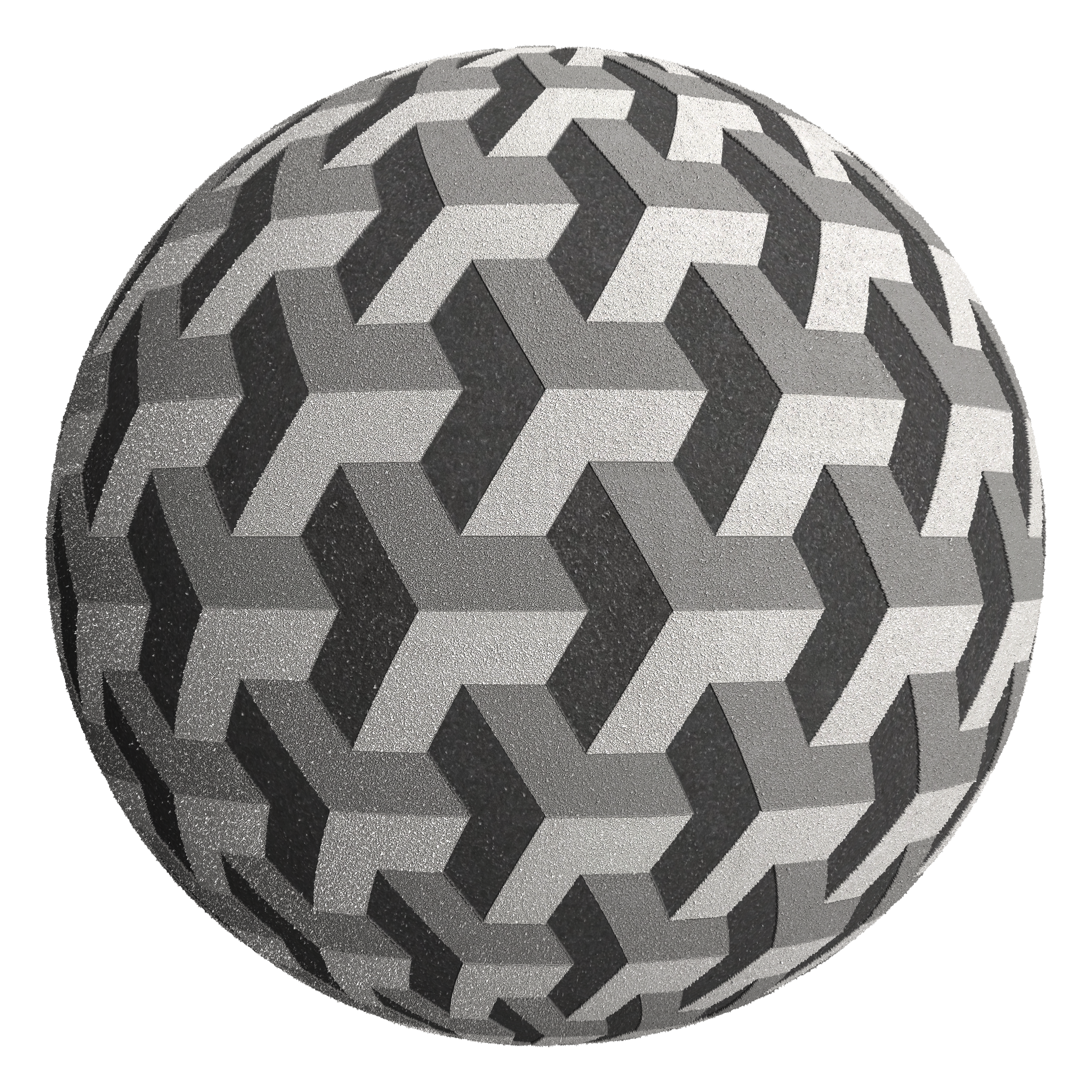 3D sphere preview of Dark Matte Powder Coated Metal, V Pavers  seamless texture