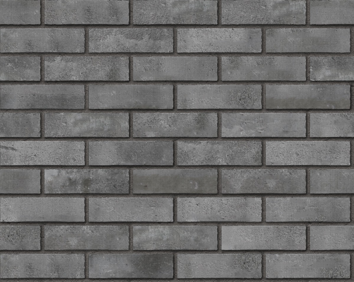 A seamless brick texture with finnish grey brick units arranged in a Stretcher pattern