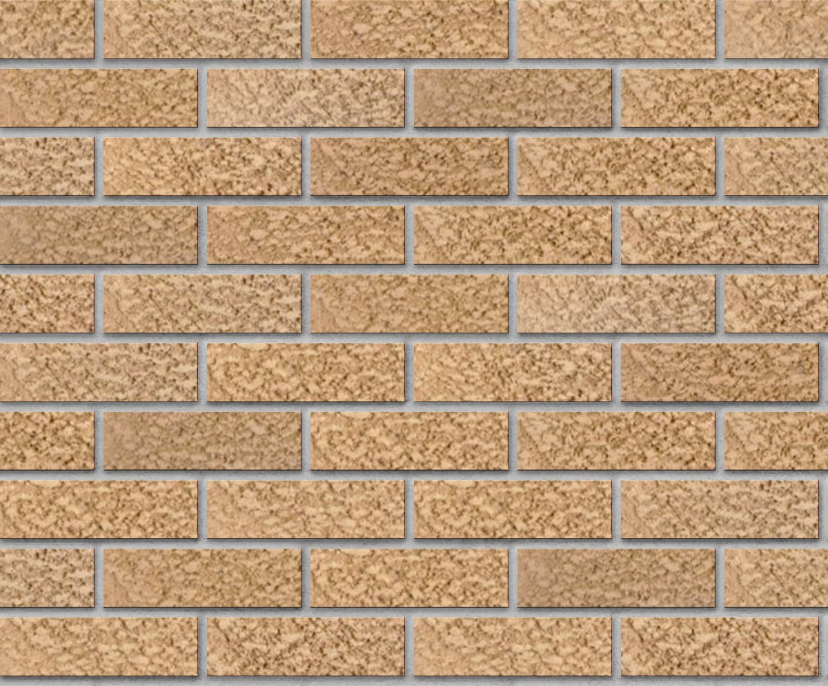 A seamless brick texture with golden buff matt facebrick units arranged in a Stretcher pattern