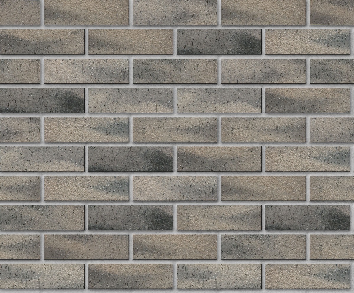 A seamless brick texture with gray sands square edge no texture facebrick modular units arranged in a Stretcher pattern