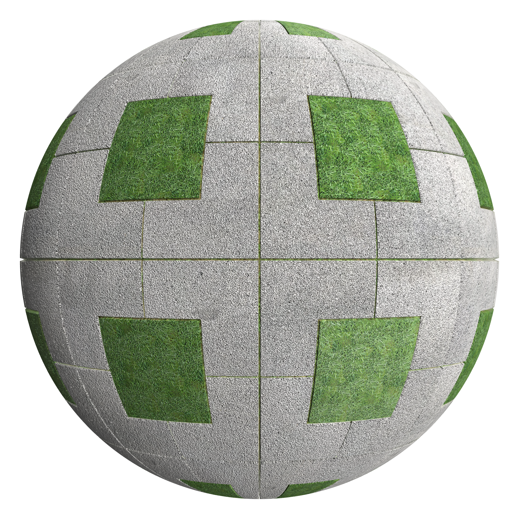 3D sphere preview of Perennial Ryegrass, Interlocking Rectangle with Square seamless texture