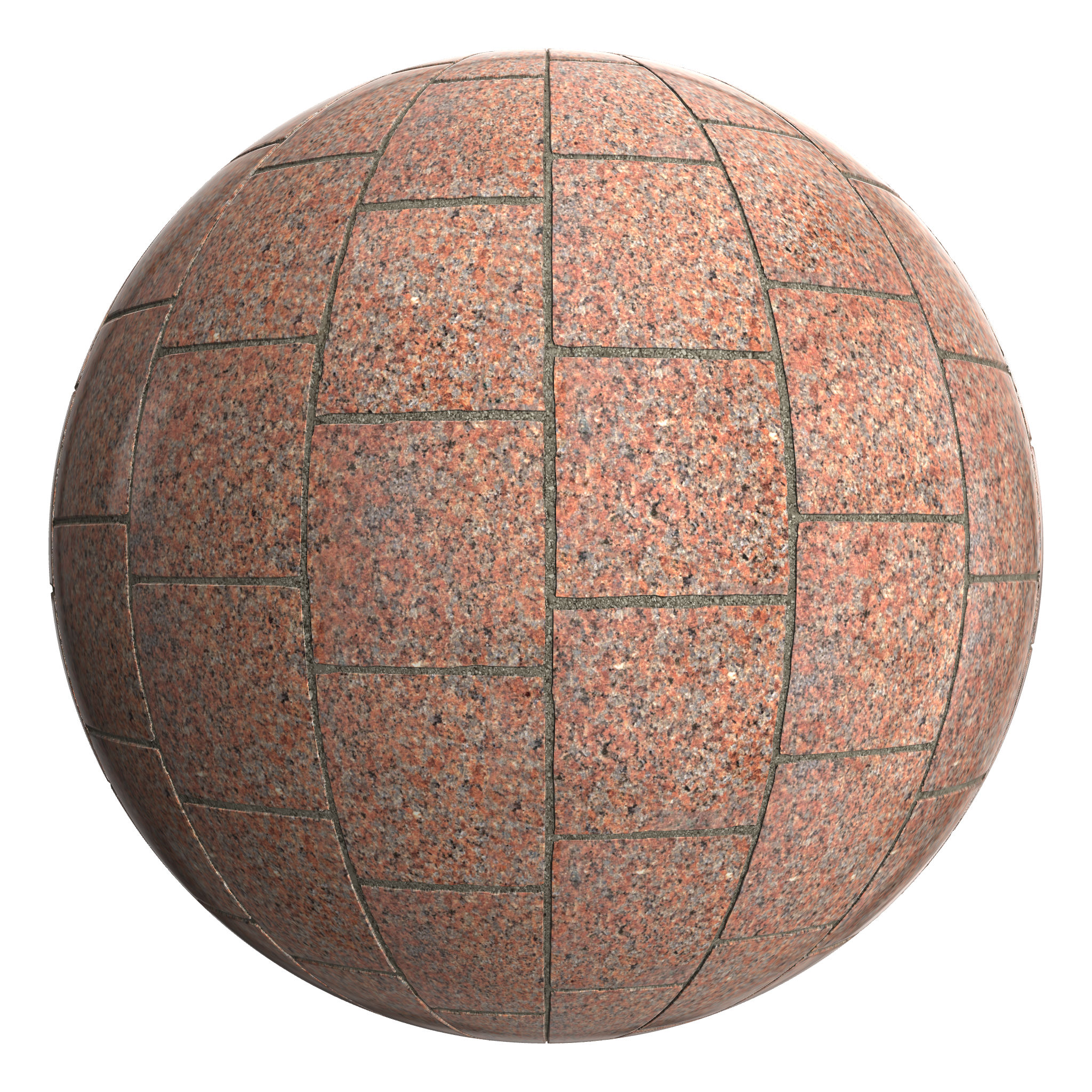 3D sphere preview of Red Granite, Staggered seamless texture