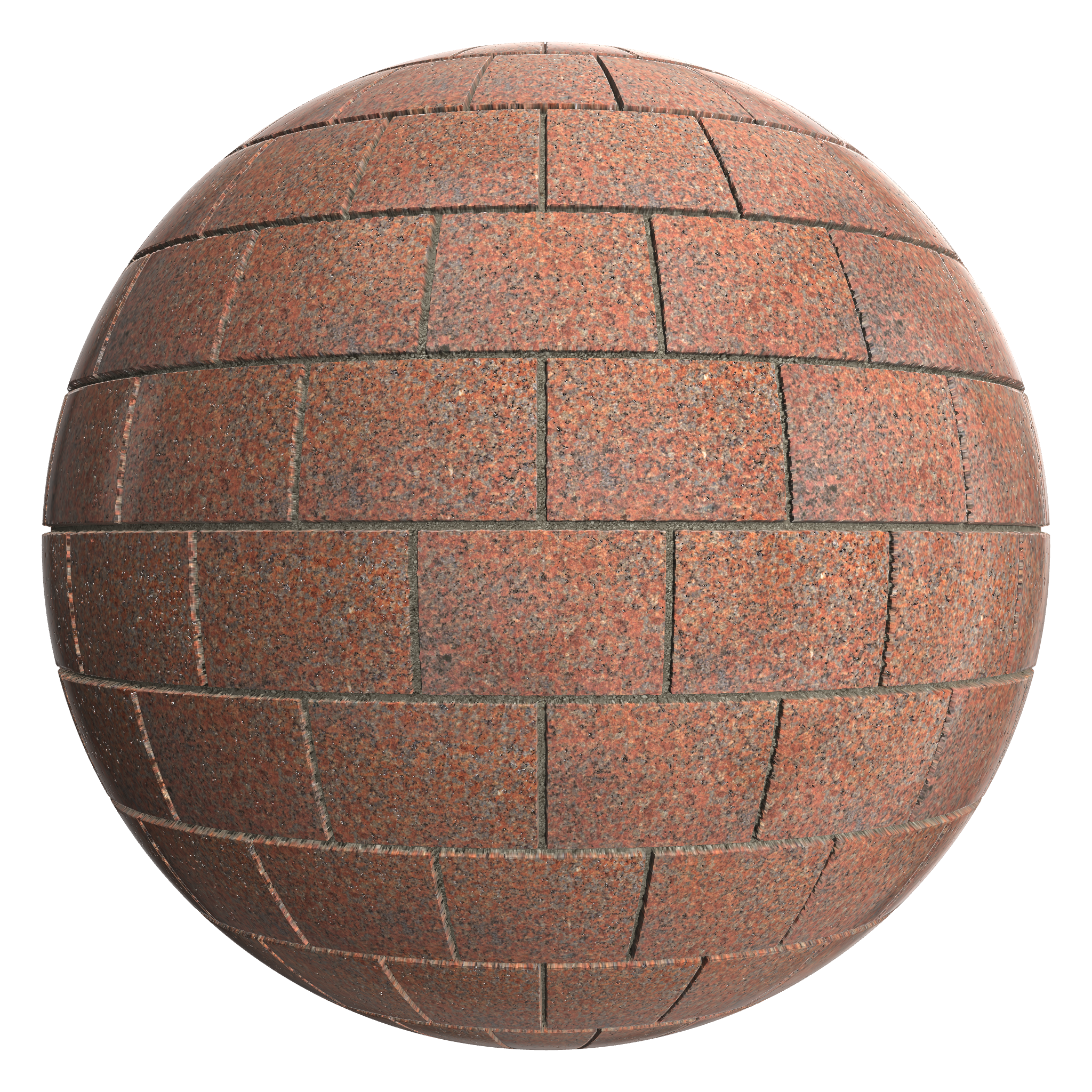 3D sphere preview of Red Granite, Stretcher seamless texture