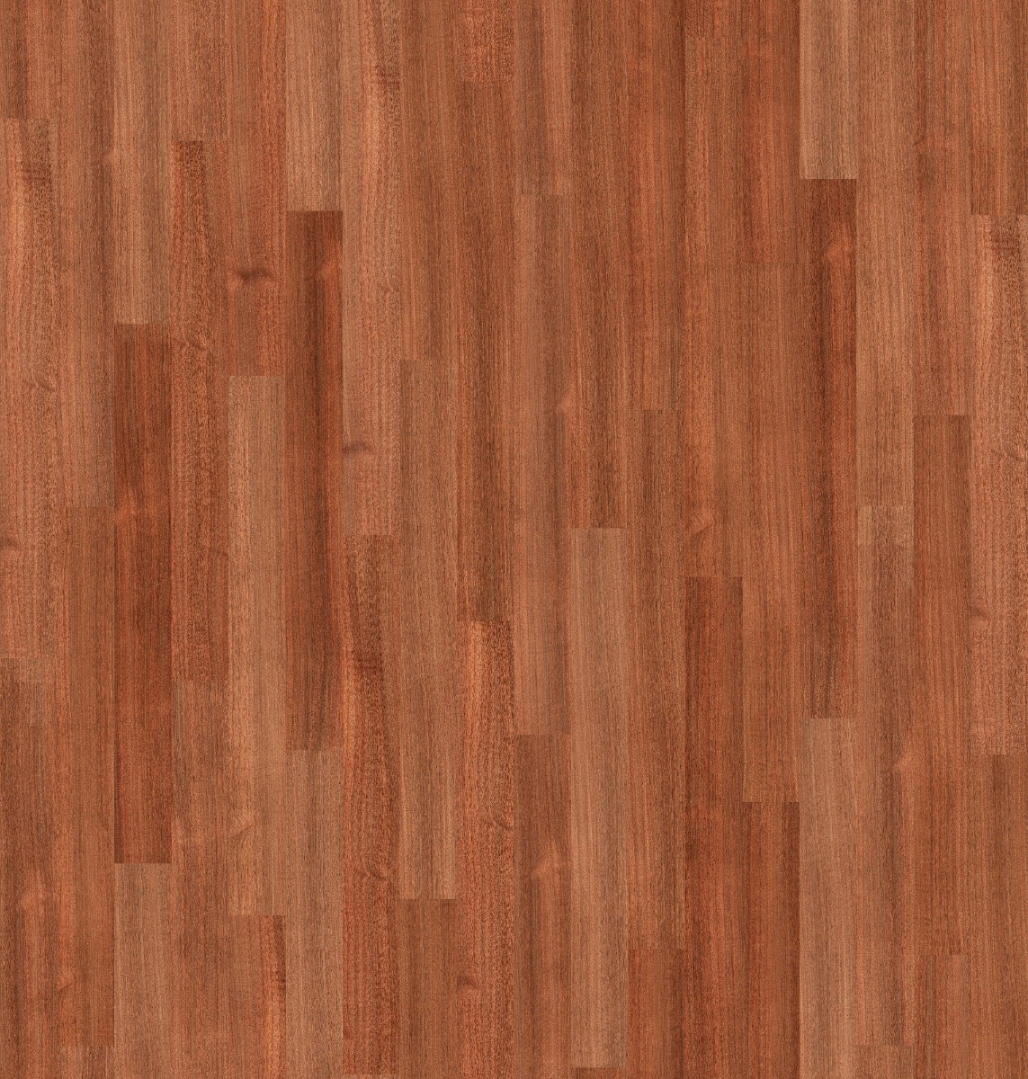 A seamless wood texture with utile (sipo) boards arranged in a Staggered pattern