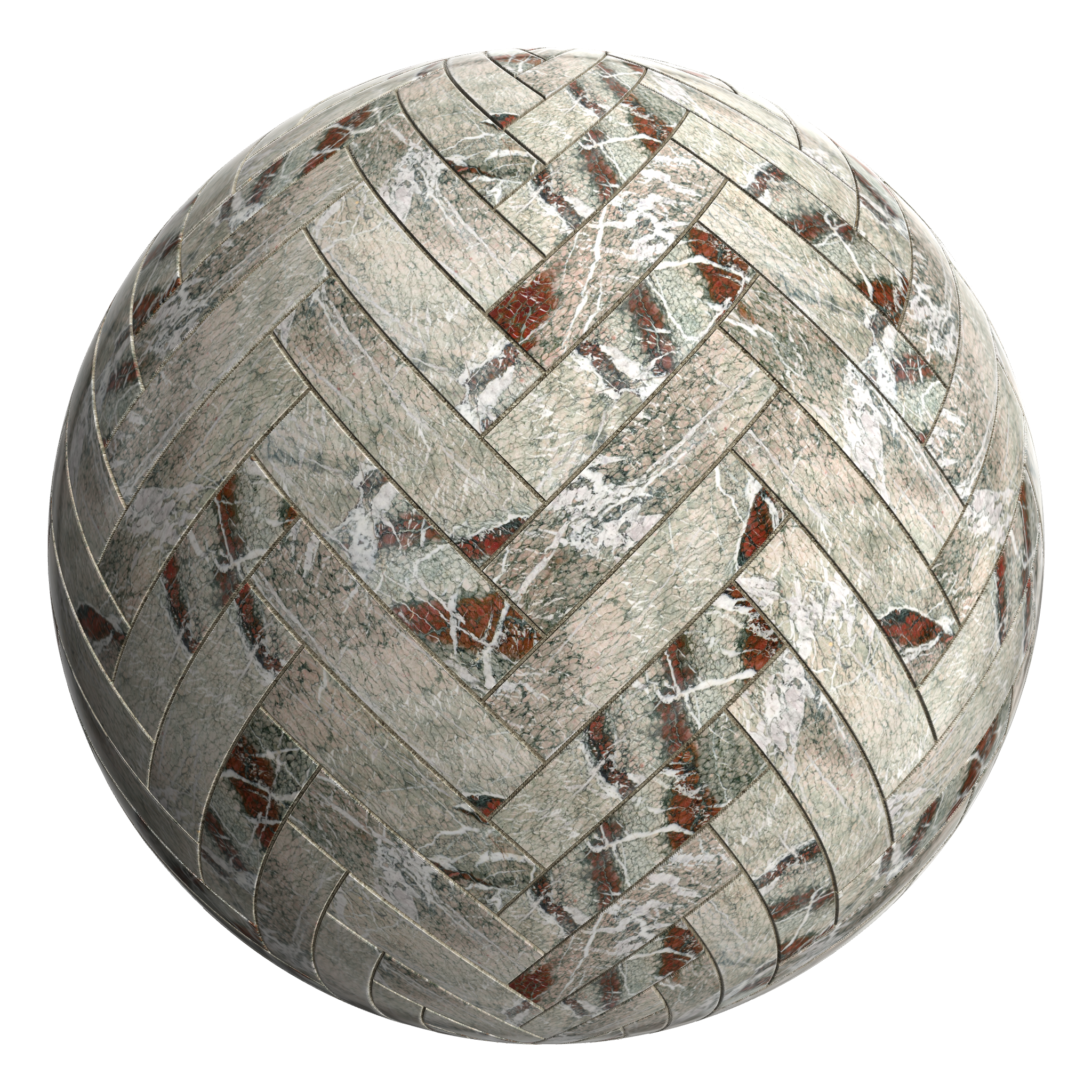 3D sphere preview of Marble, Herringbone seamless texture
