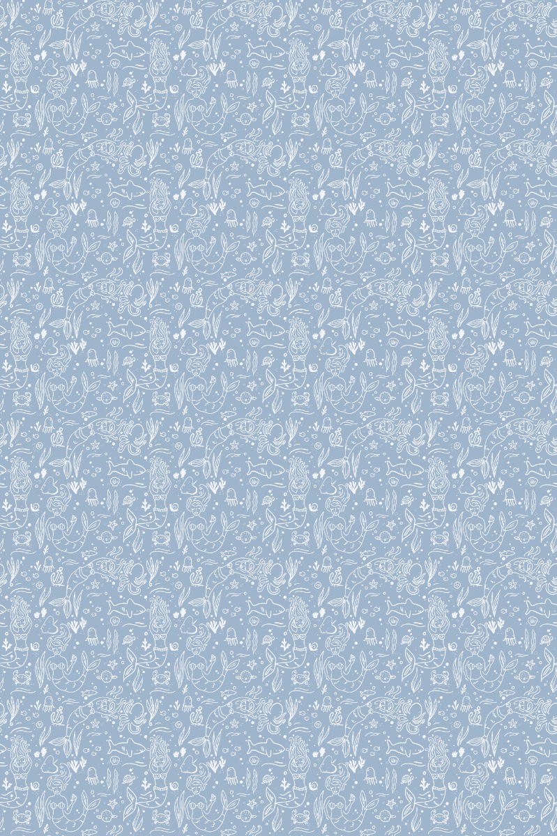 A seamless wallpaper texture with mermaid lagoon wallpaper units arranged in a Stack pattern