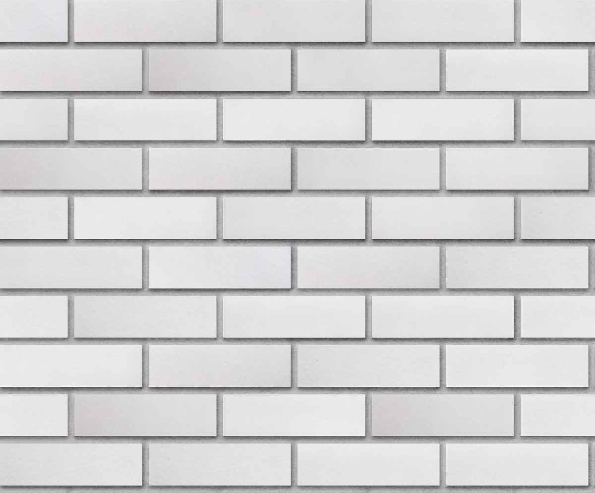 A seamless brick texture with sn-1 white glazed thinbrick modular units arranged in a Stretcher pattern