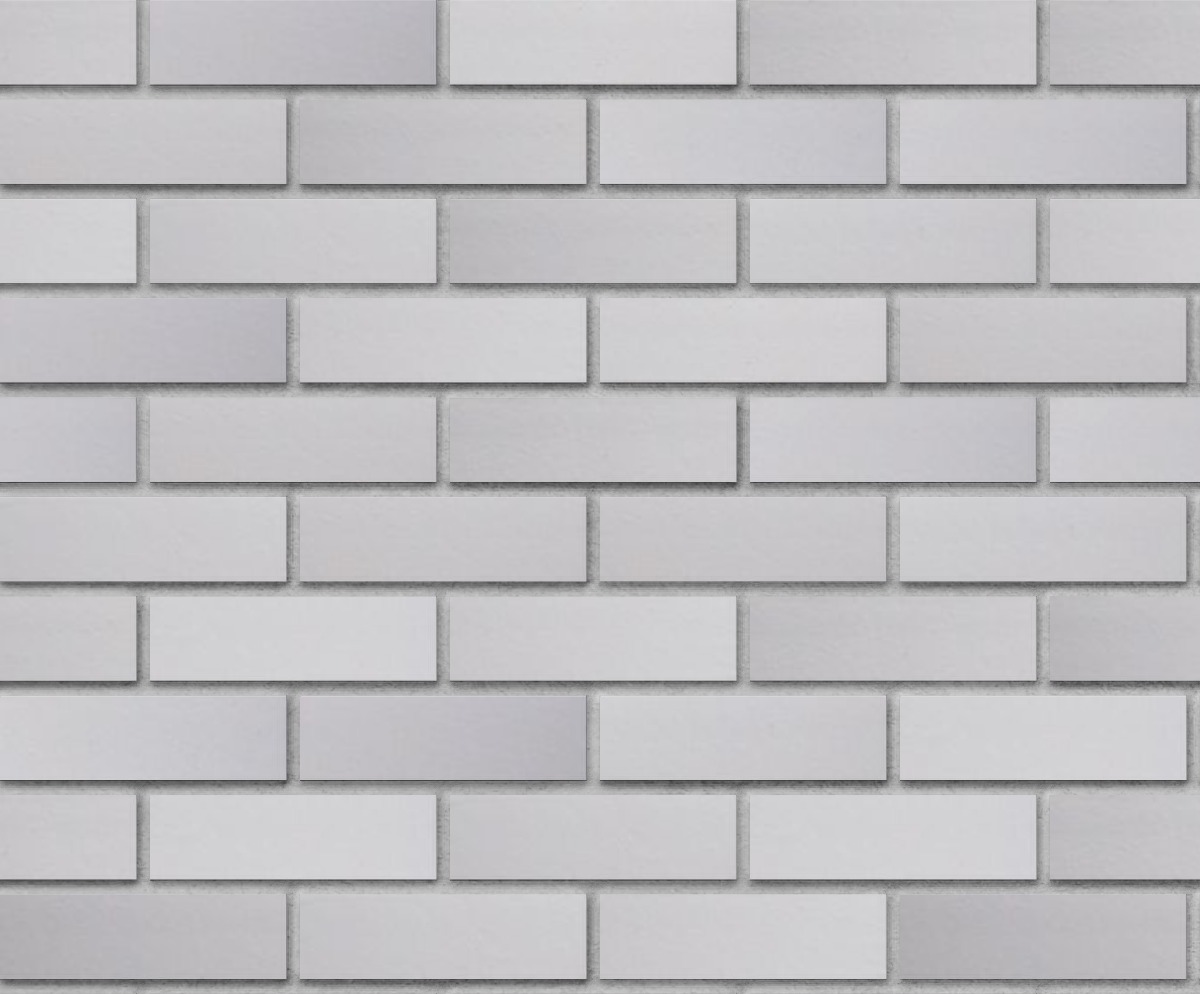 A seamless brick texture with sn-2 gray glazed thinbrick modular units arranged in a Stretcher pattern