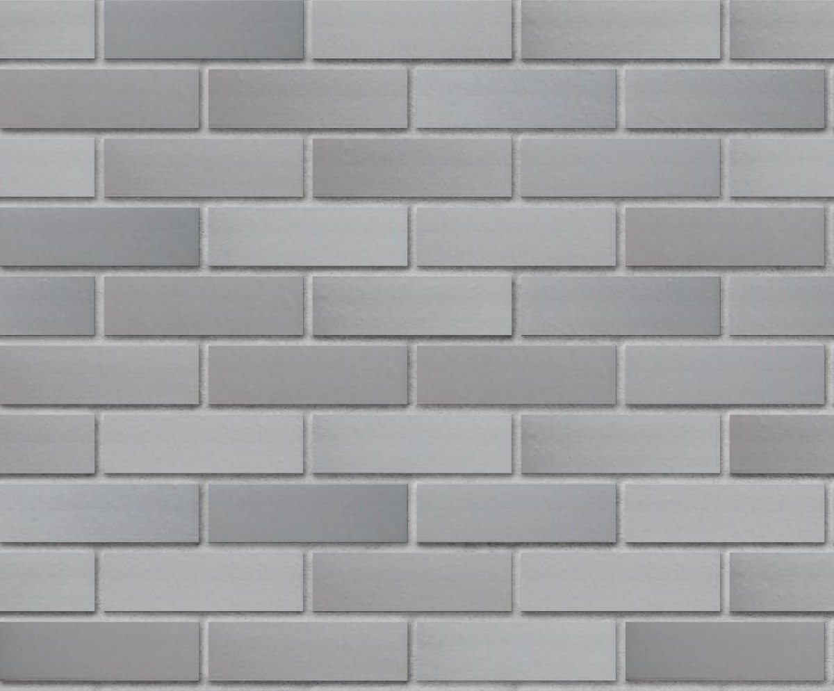 A seamless brick texture with sn-3 gray glazed thinbrick modular units arranged in a Stretcher pattern