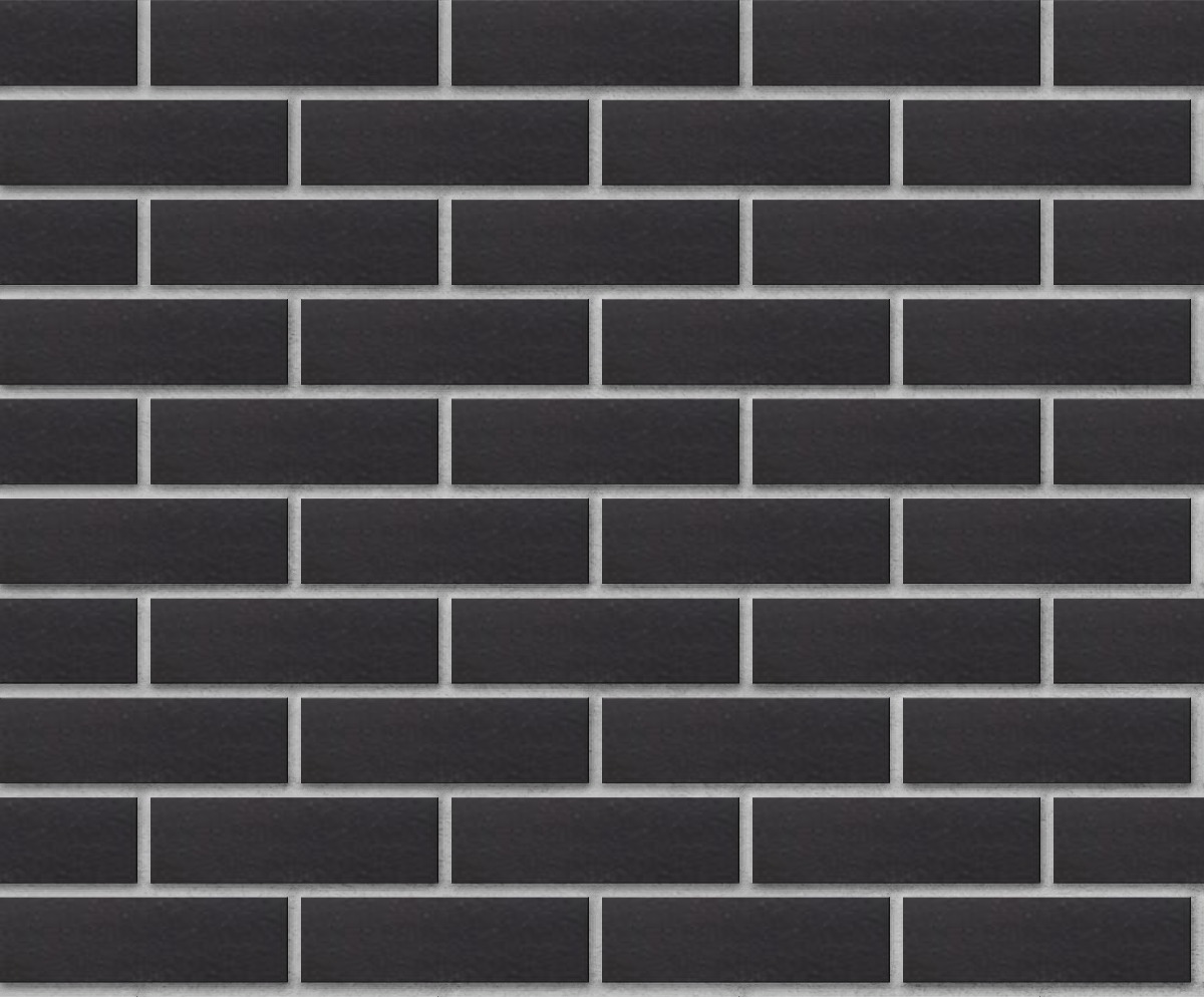 A seamless brick texture with sn-8 black glazed thinbrick modular units arranged in a Stretcher pattern