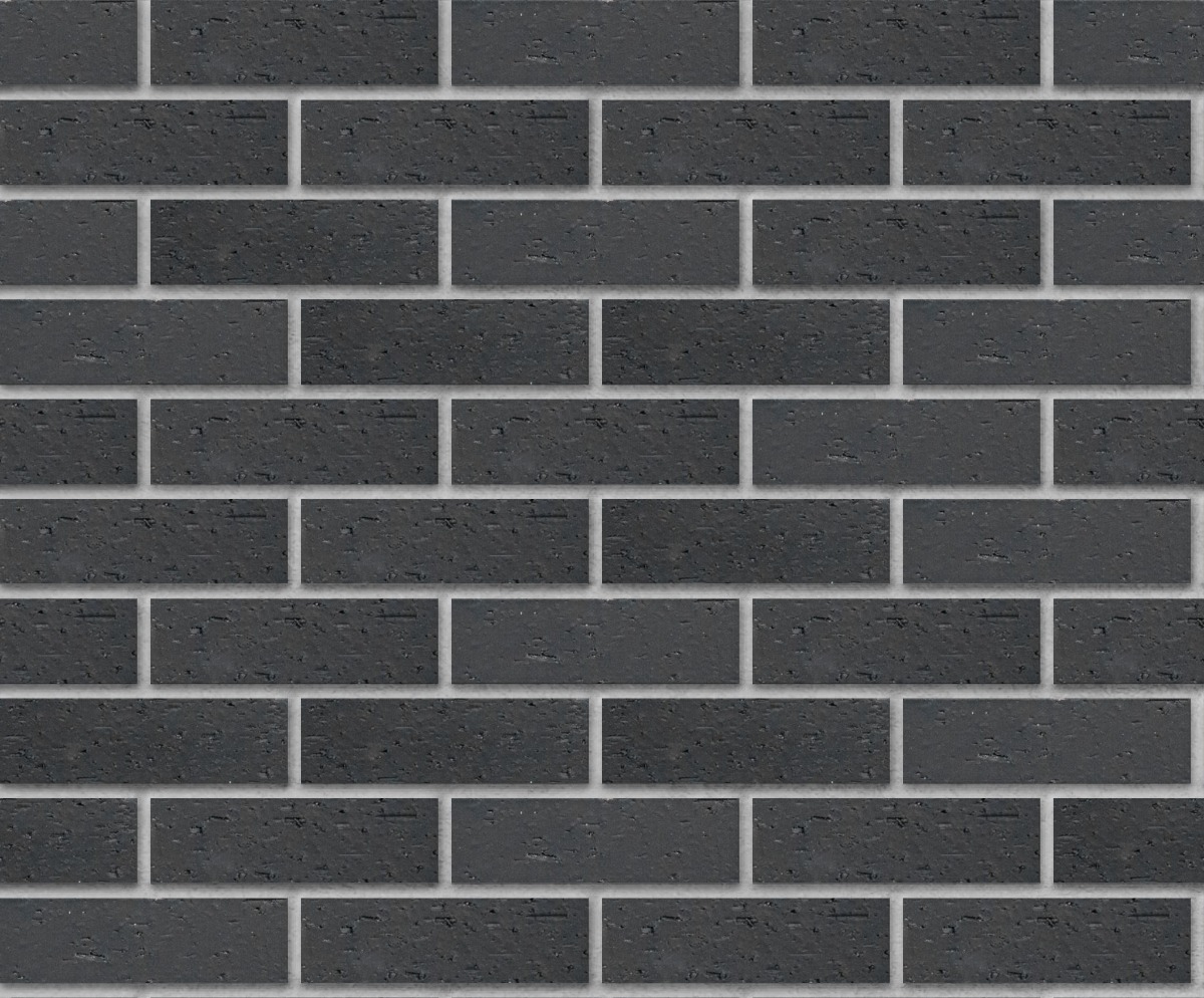 A seamless brick texture with vc-8 black glazed thinbrick modular units arranged in a Stretcher pattern