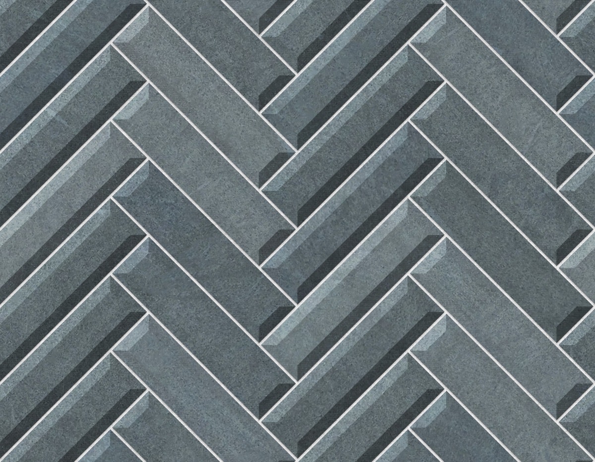 A seamless stone texture with slate blocks arranged in a Herringbone pattern