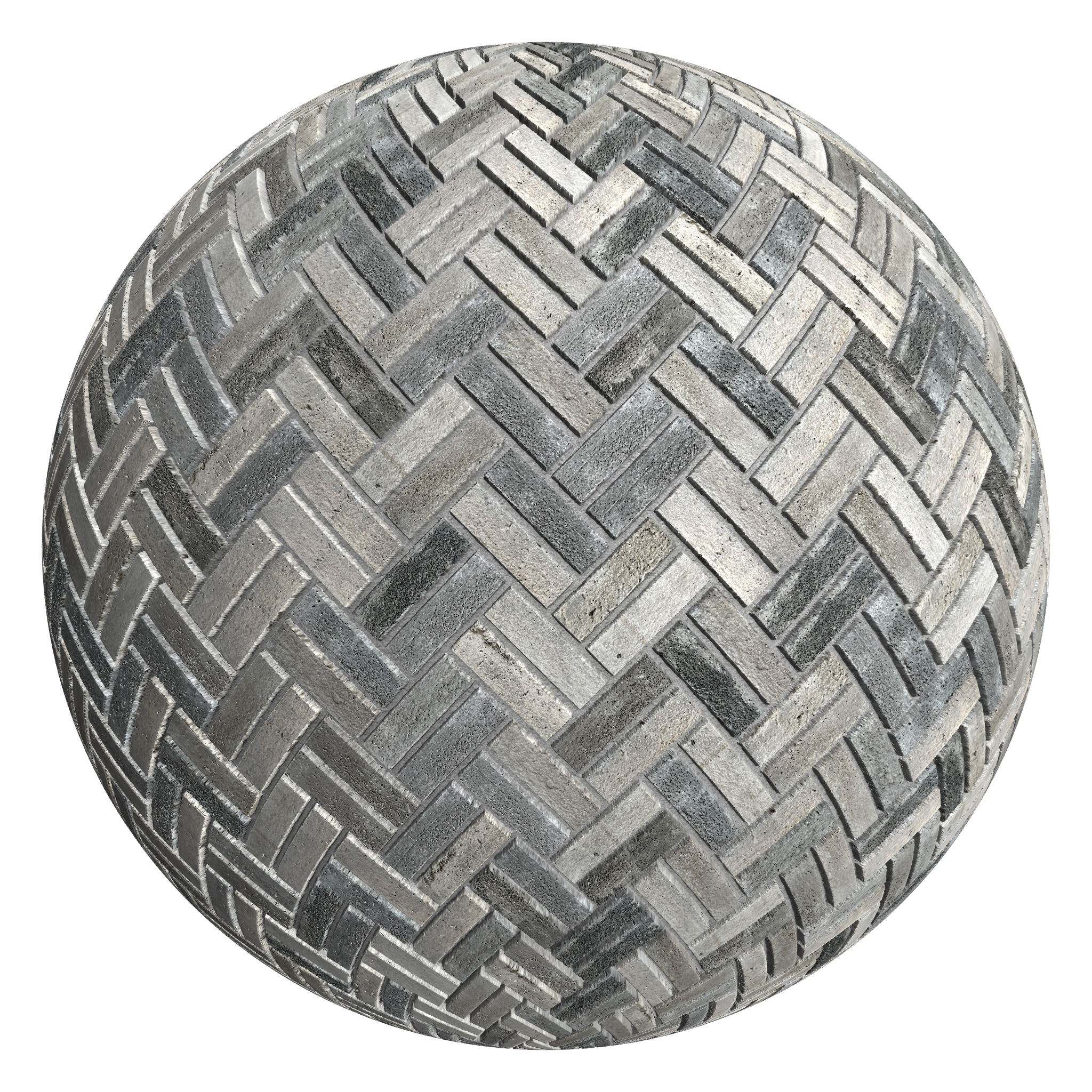 3D sphere preview of Smoky Brick, Double Herringbone seamless texture