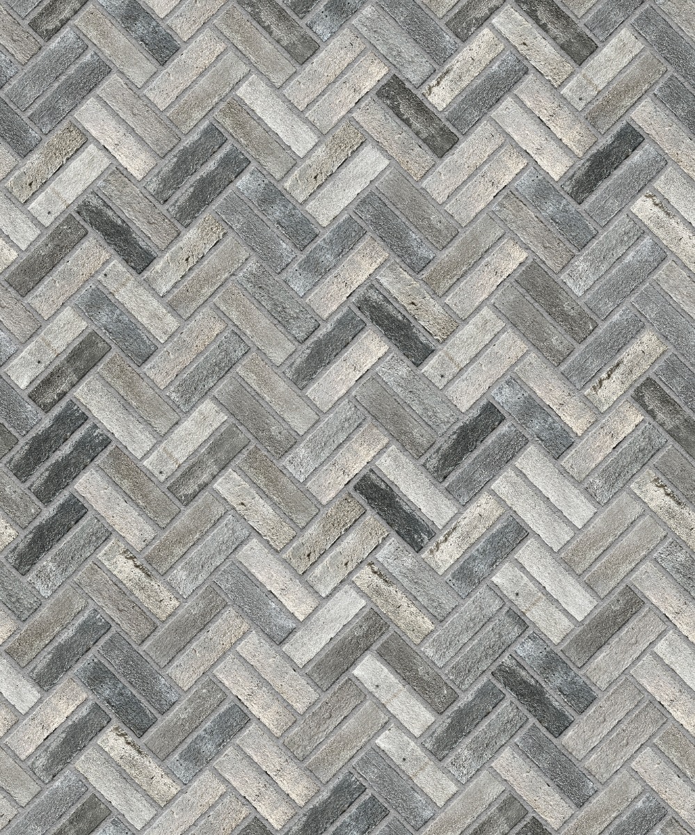 A seamless brick texture with smoky brick units arranged in a Double Herringbone pattern