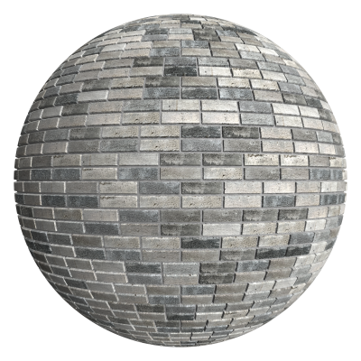 3D sphere preview of Smoky Brick, Double Stretcher seamless texture
