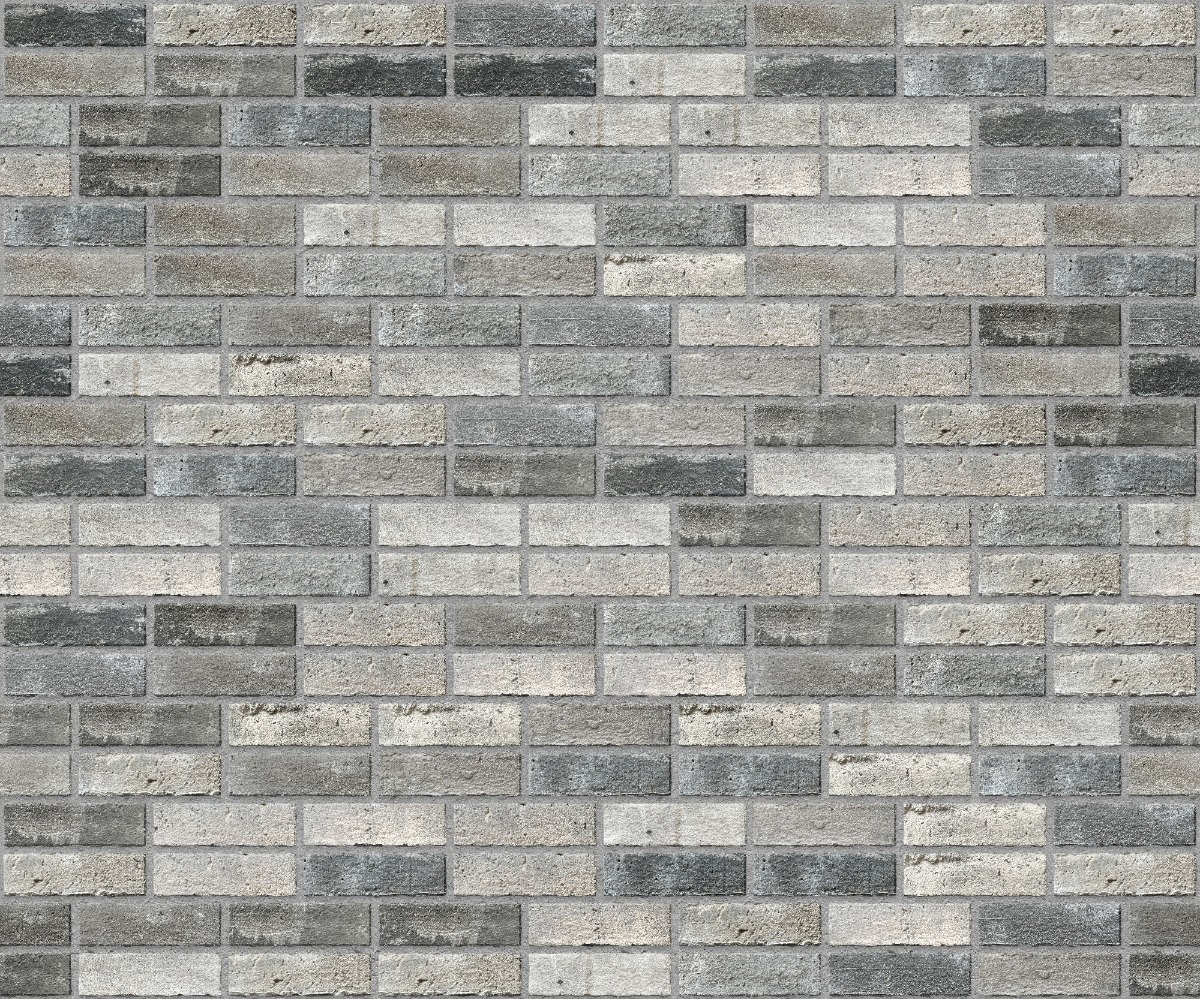 A seamless brick texture with smoky brick units arranged in a Double Stretcher pattern