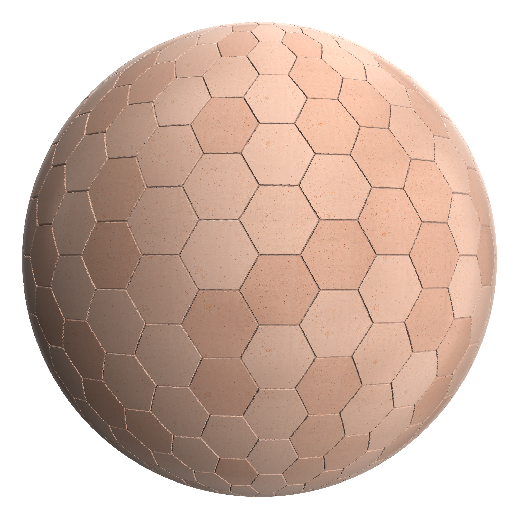 3D sphere preview of Terracotta, Hexagonal Tiles seamless texture