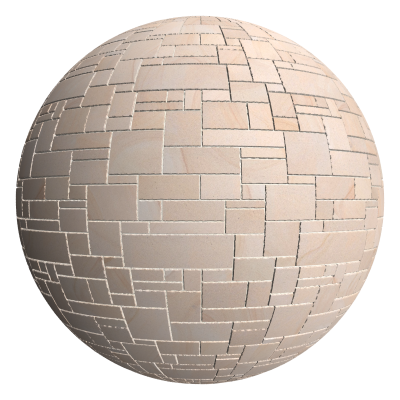 3D sphere preview of Blonde Sandstone, Uncoursed Ashlar seamless texture