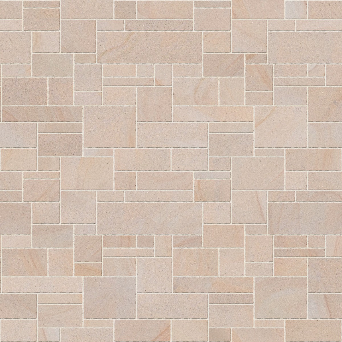 A seamless stone texture with blonde sandstone blocks arranged in a Uncoursed Ashlar pattern