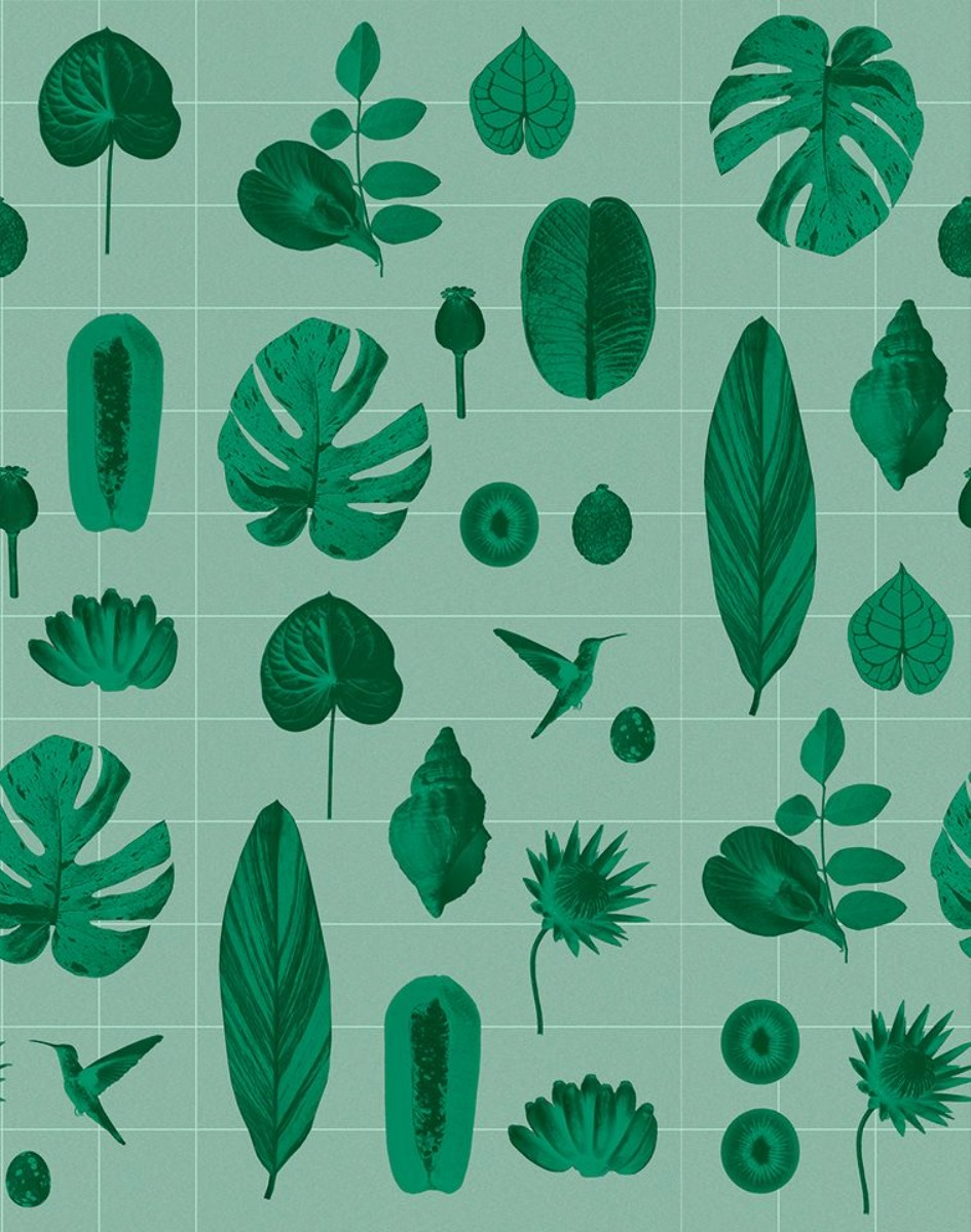 A seamless wallpaper texture with carnet de voyage pistachio green units arranged in a None pattern