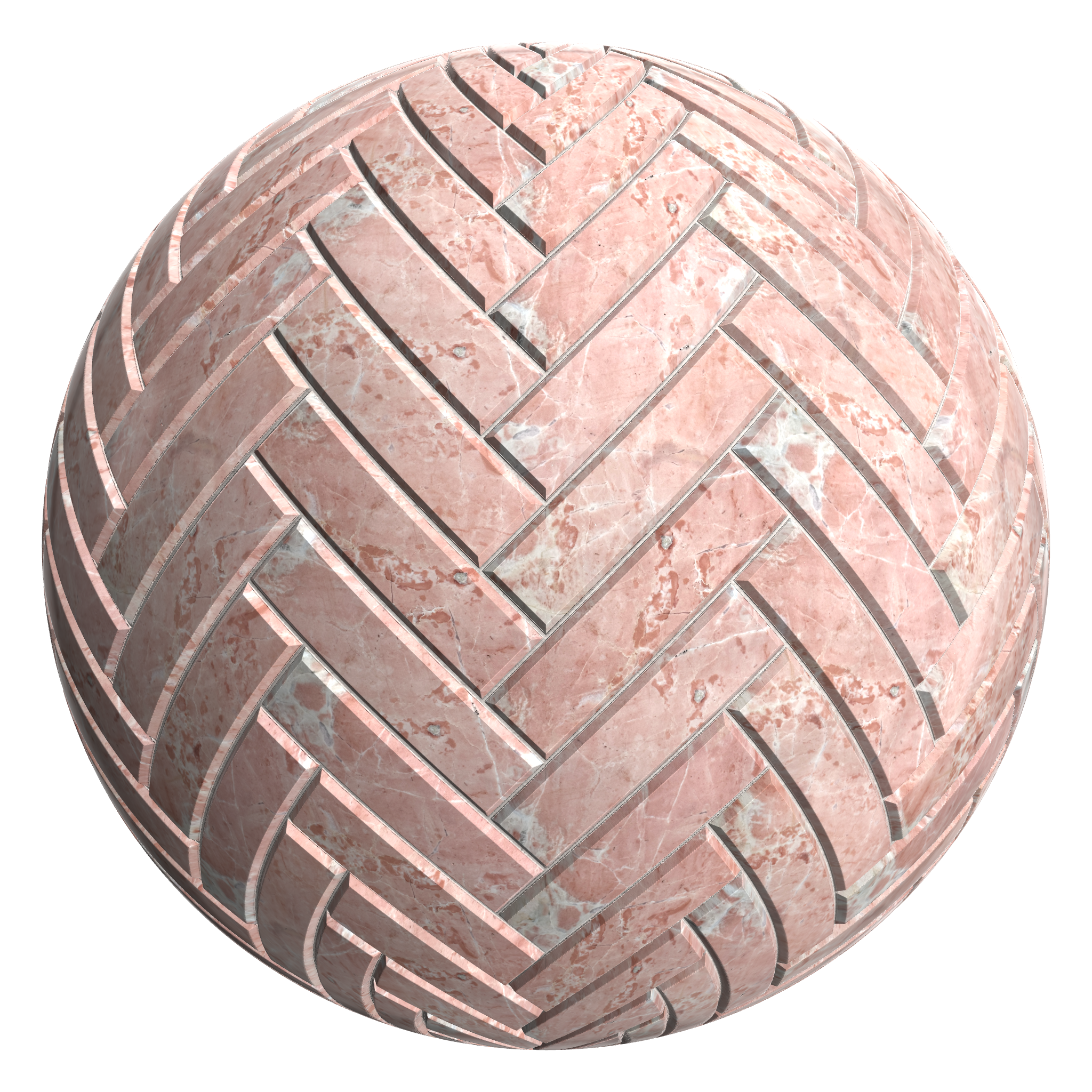 3D sphere preview of Pink Marble, Herringbone seamless texture