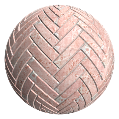 3D sphere preview of Pink Marble, Herringbone seamless texture