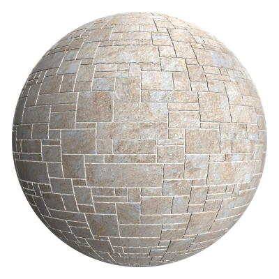 3D sphere preview of Rough Limestone, Uncoursed Ashlar seamless texture