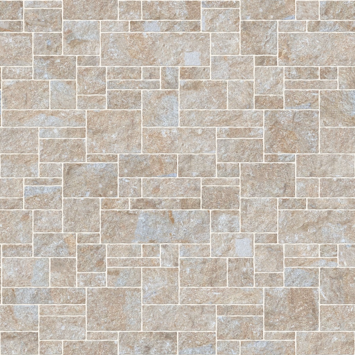 A seamless stone texture with rough limestone blocks arranged in a Uncoursed Ashlar pattern