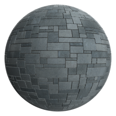 3D sphere preview of Slate, Uncoursed Ashlar seamless texture