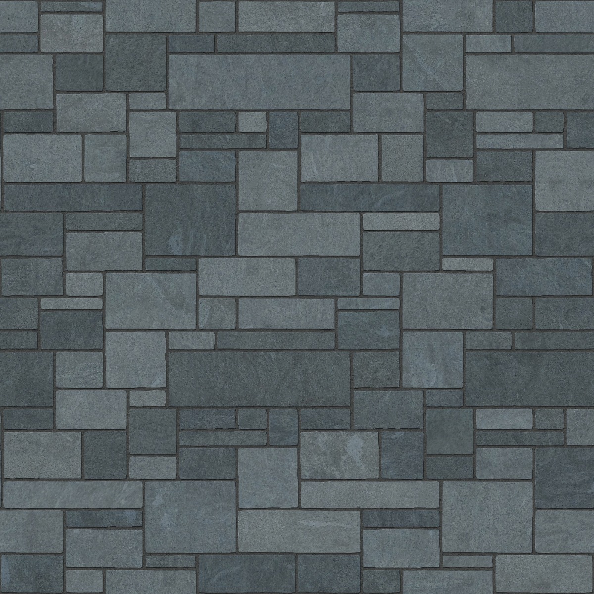 A seamless stone texture with slate blocks arranged in a Uncoursed Ashlar pattern