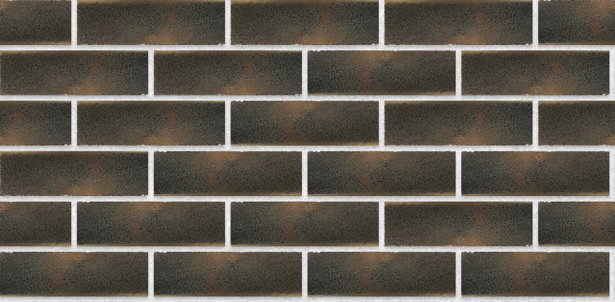 A seamless brick texture with eco-glazed brick slips - weathered bronze units arranged in a Stretcher pattern