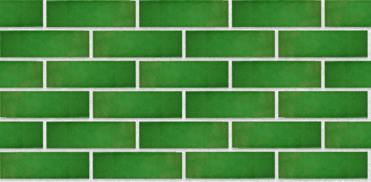 A seamless brick texture with eco-glazed brick slips cut grass units arranged in a Stretcher pattern