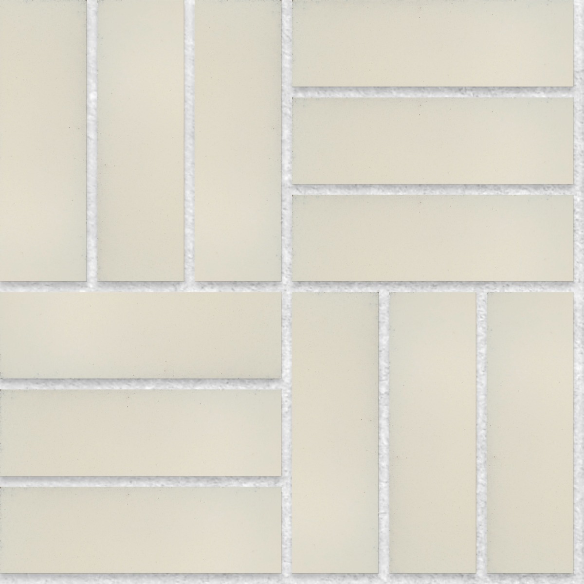 A seamless brick texture with eco-glazed brick slips magnolia units arranged in a Basketweave pattern