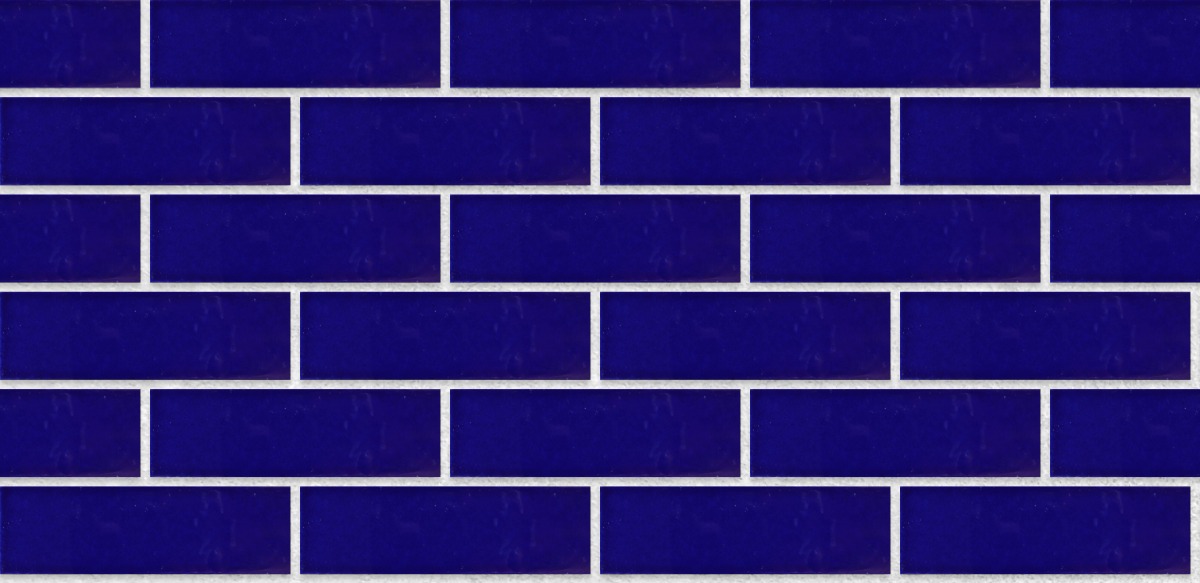 A seamless brick texture with eco-glazed brick slips royal blue units arranged in a Stretcher pattern