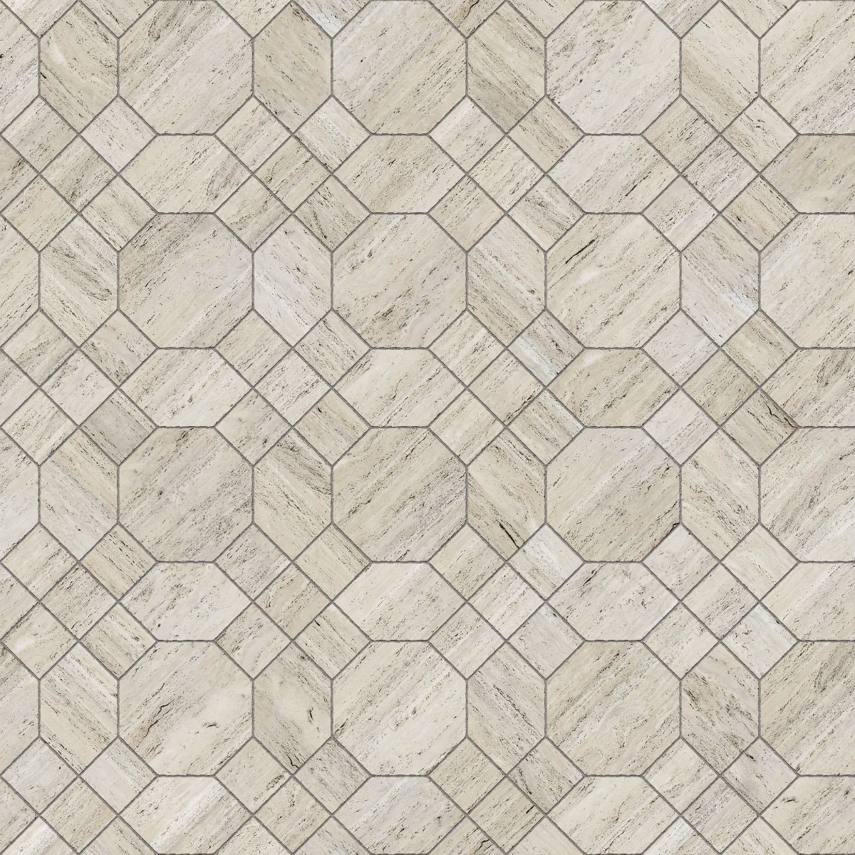 A seamless stone texture with travertine blocks arranged in a Octagon Picket pattern