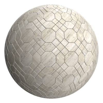 3D sphere preview of Travertine, Octagon Picket seamless texture