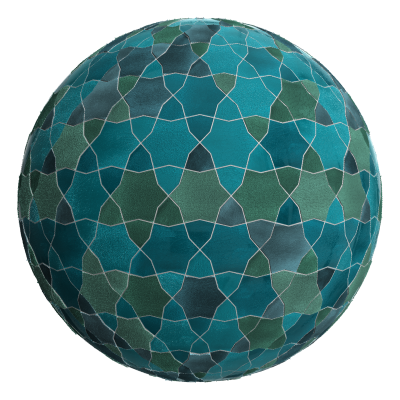 3D sphere preview of Victorian Glazed, 6 Point Star Mosaic seamless texture