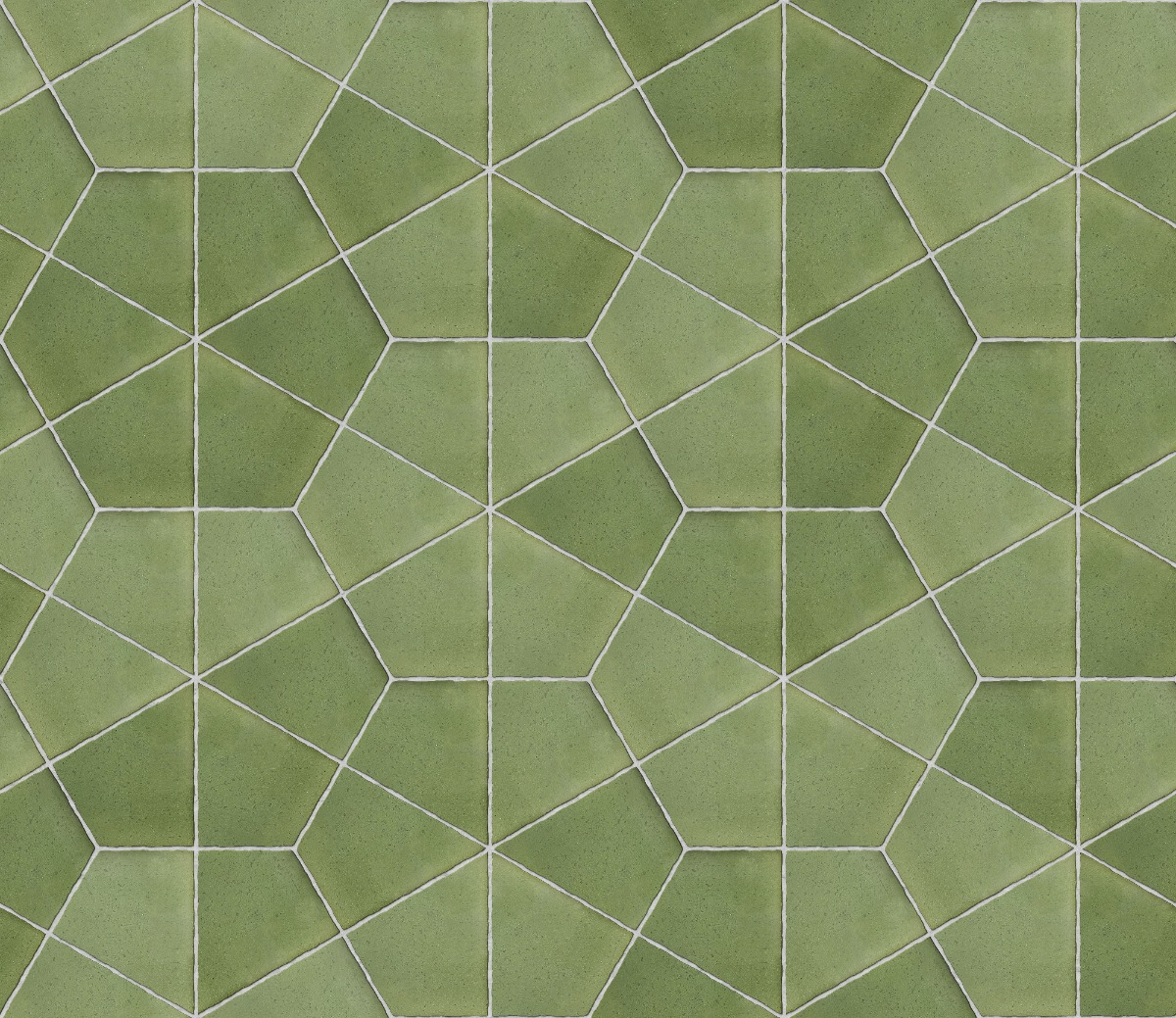 A seamless tile texture with green crazing tile tiles arranged in a Hexagon Diamond pattern