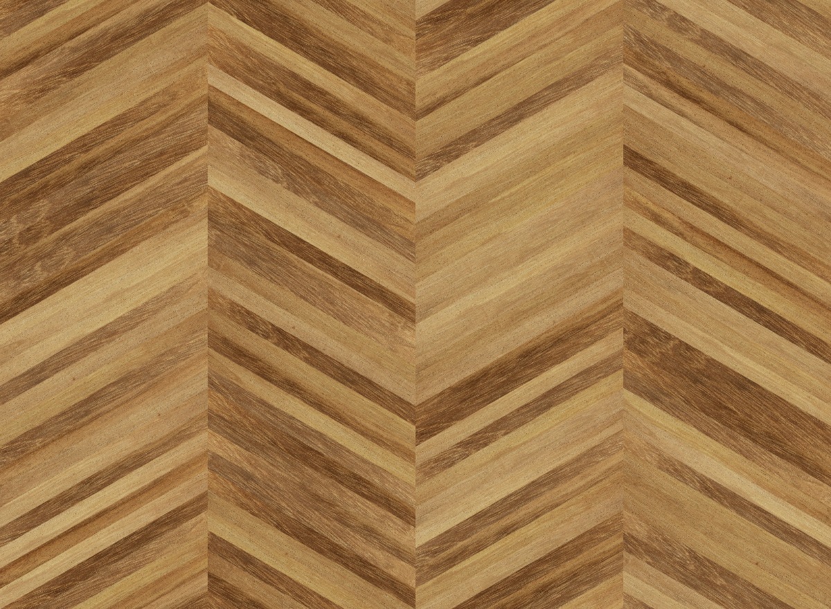 A seamless wood texture with iroko boards arranged in a Chevron pattern