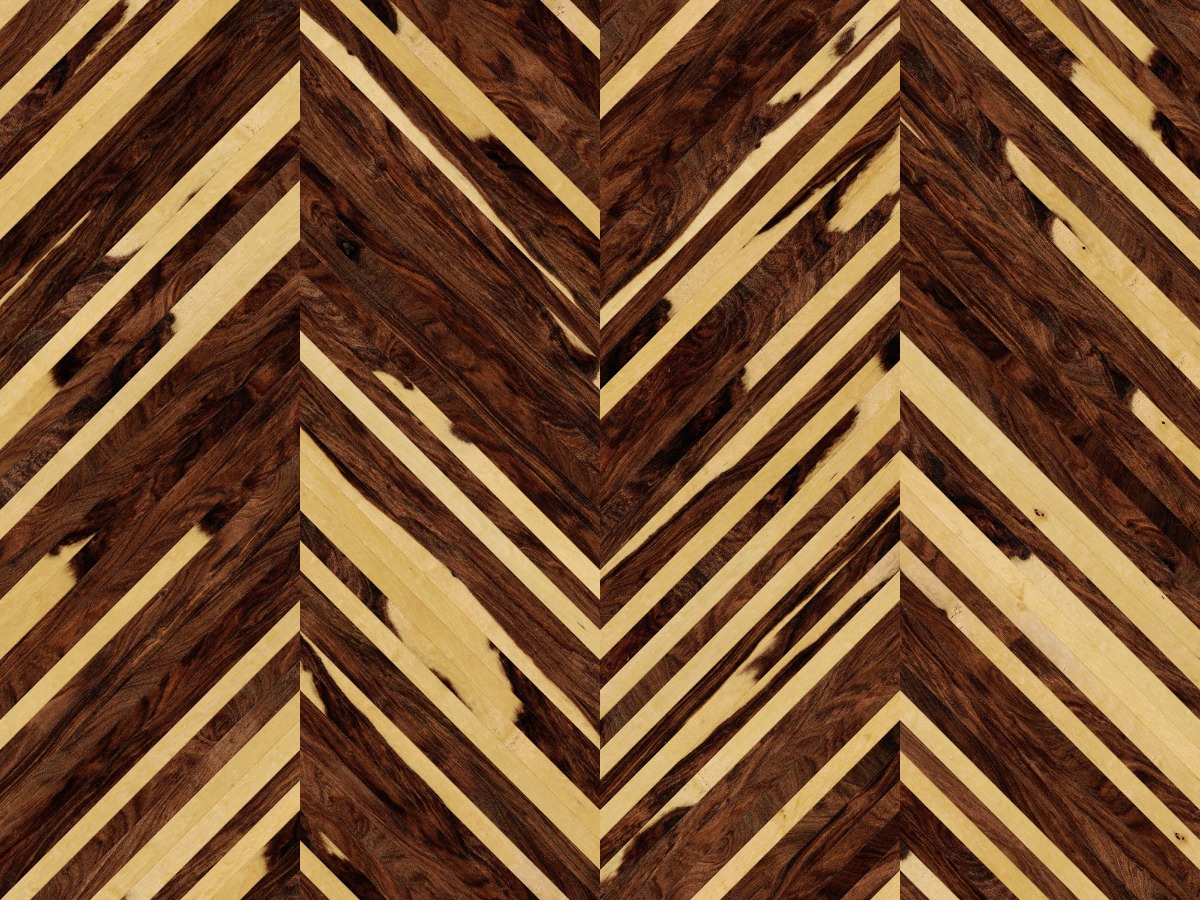 A seamless wood texture with tamboti boards arranged in a Chevron pattern