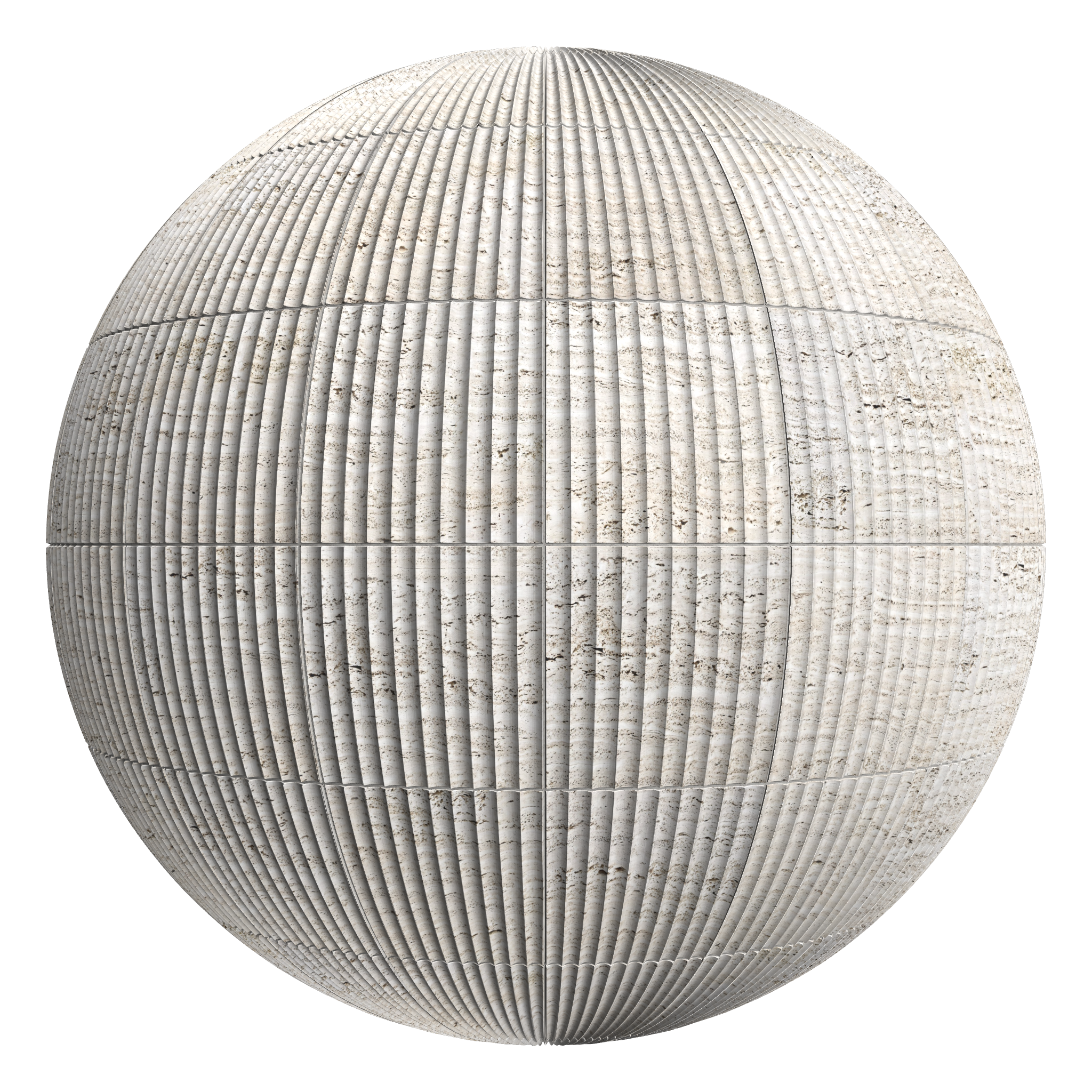 3D sphere preview of Fluted Travertine Tile, Stack seamless texture