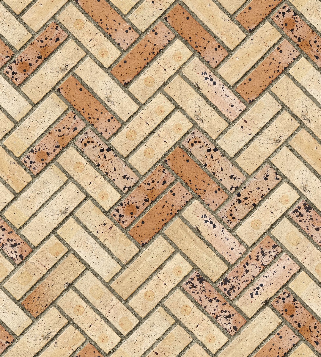 A seamless brick texture with berelands brick units arranged in a Double Herringbone pattern